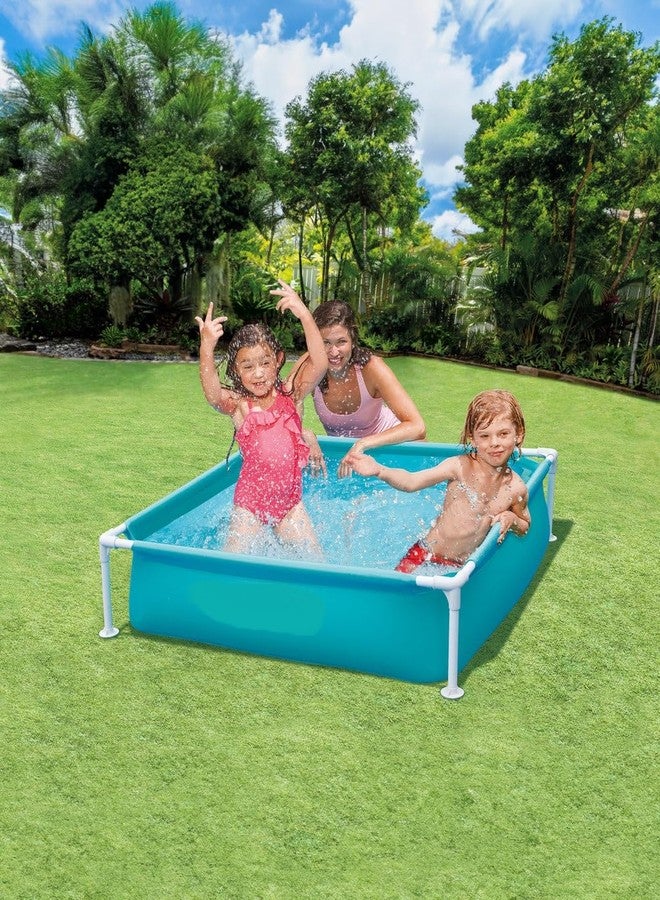 VWretails Mini Frame Above Ground Pool 122cm x 122cm x 30cm Have Fun Splashing and Playing Fun Beginner Frame Pool Includes Foam Padded Horizontal Beams for Comfort (Blue) - Image 4